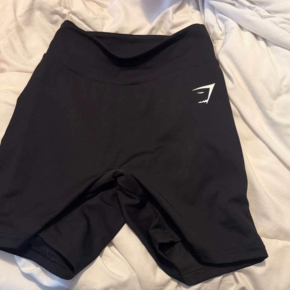 Gymshark Black High-Rise Women's Bike Shorts with White Logo